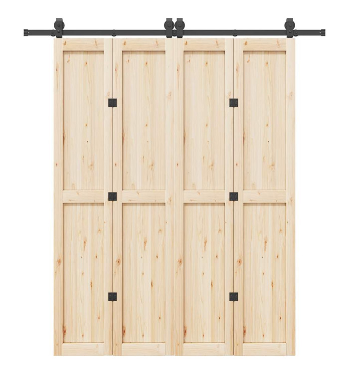Kit de quincaillerie de porte coulissante 200 cm Acier Noir | Mobilier & Déco