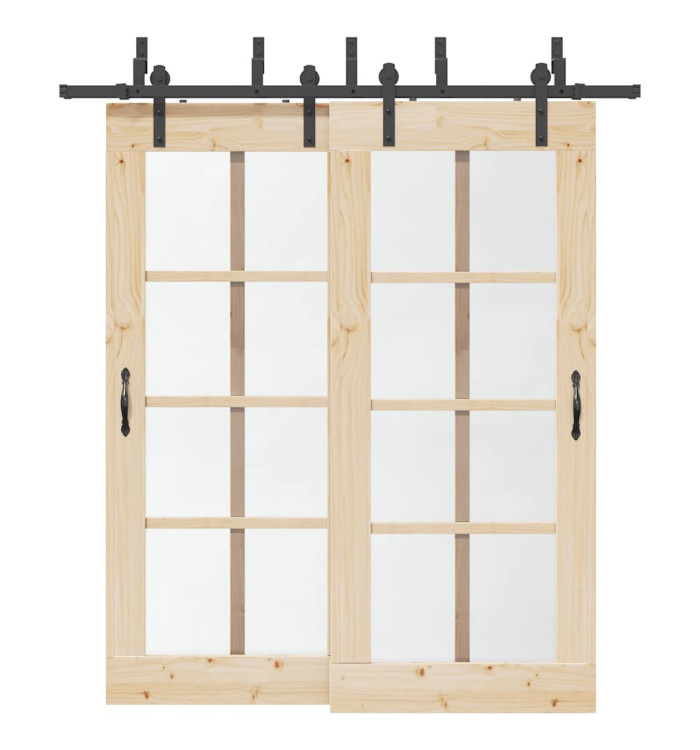 Kit de quincaillerie de porte coulissante 200 cm Acier Noir | Mobilier & Déco