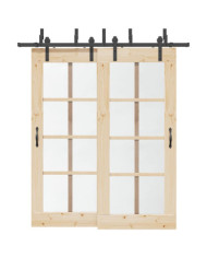 Kit de quincaillerie de porte coulissante 200 cm Acier Noir | Mobilier & Déco