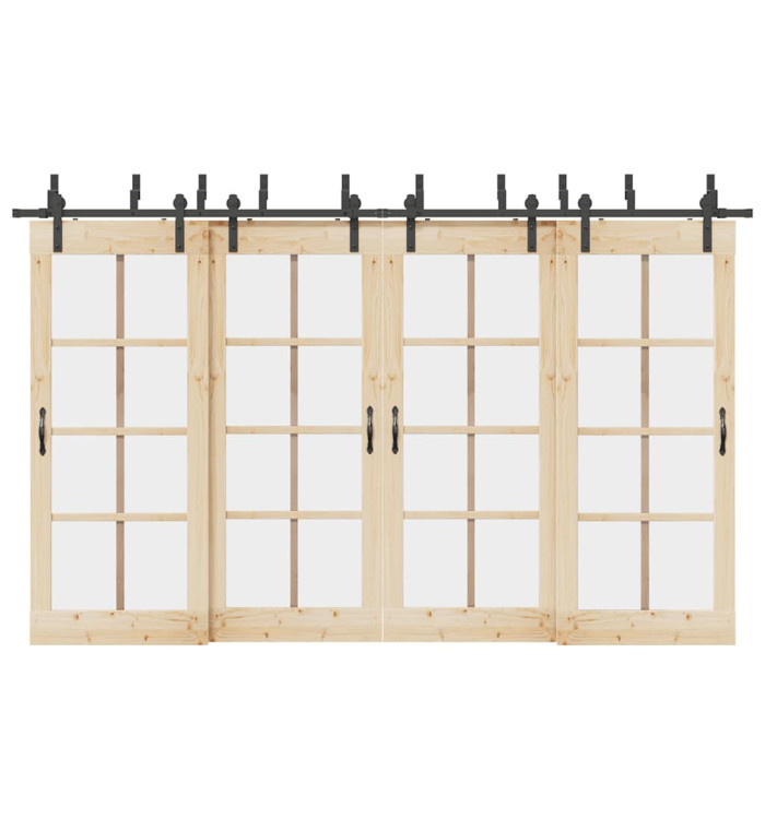 Kit de quincaillerie de porte coulissante 366 cm acier noir | Mobilier & Déco