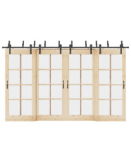 Kit de quincaillerie de porte coulissante 366 cm acier noir | Mobilier & Déco