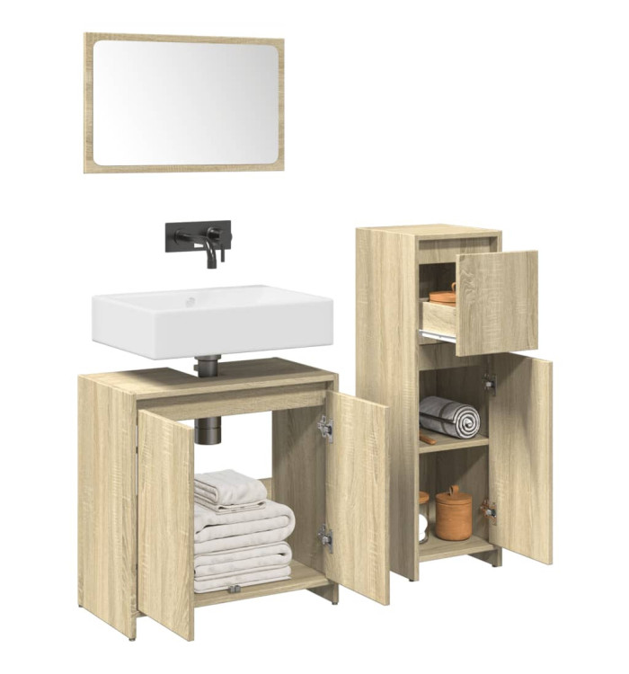 Ensemble de meubles de salle de bain 3 pcs chêne sonoma | Mobilier & Déco