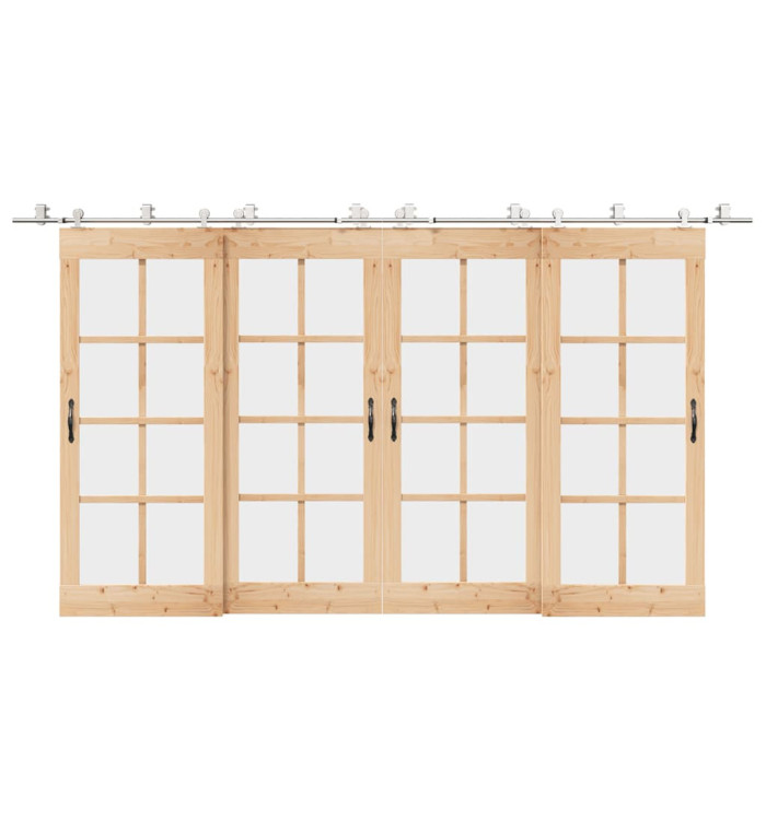 Kit fixation porte coulissante 200 cm Acier inoxydable Argenté | Mobilier & Déco