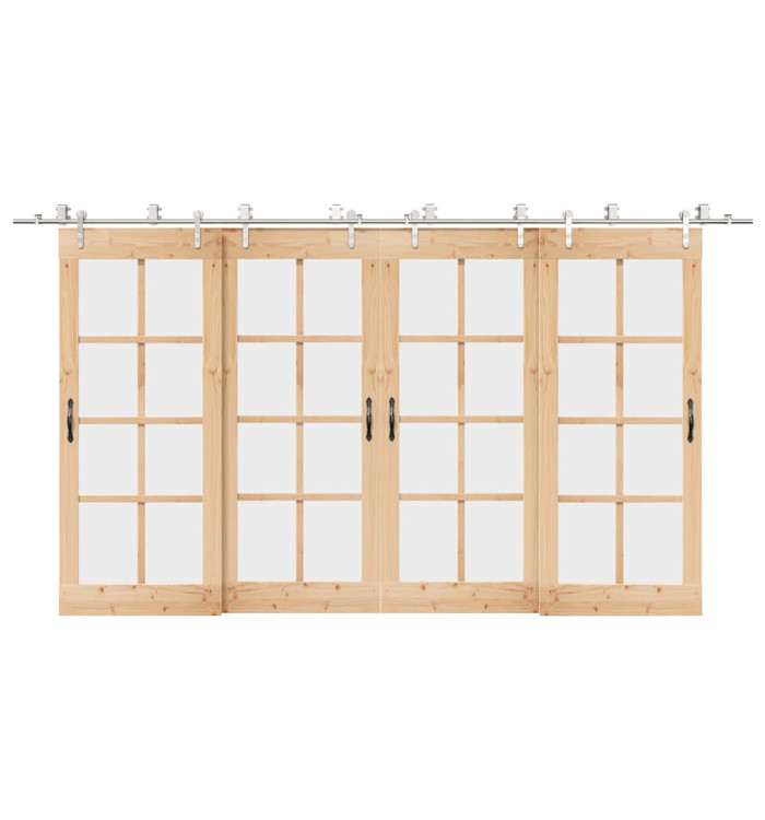 Kit fixation porte coulissante 400 cm Acier inoxydable Argenté | Mobilier & Déco