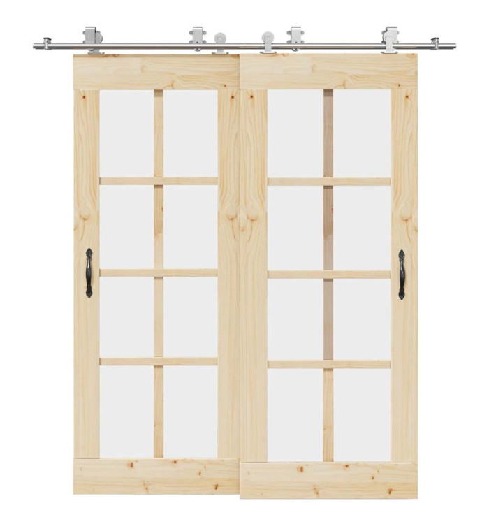 Kit fixation porte coulissante 200 cm Acier inoxydable Argenté | Mobilier & Déco