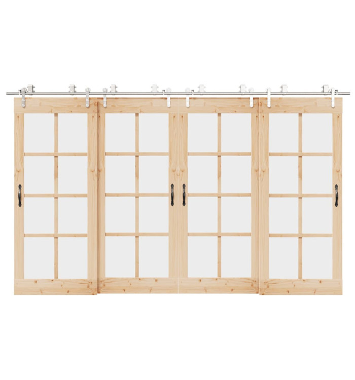 Kit fixation porte coulissante 366 cm Acier inoxydable Argenté | Mobilier & Déco
