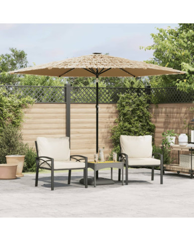 Parasol de jardin avec LED et mât en acier marron 288x288x225cm | Mobilier & Déco