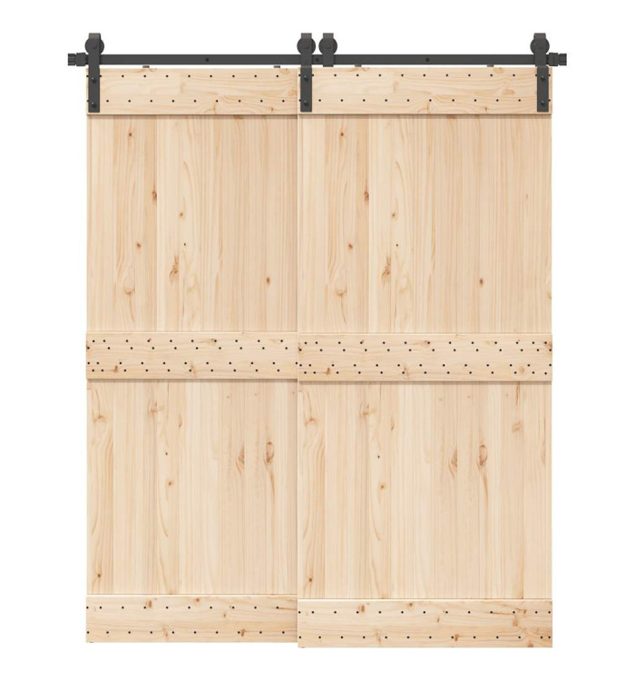 Kit de quincaillerie de porte coulissante 183 cm Acier Noir | Mobilier & Déco