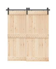 Kit de quincaillerie de porte coulissante 183 cm Acier Noir | Mobilier & Déco