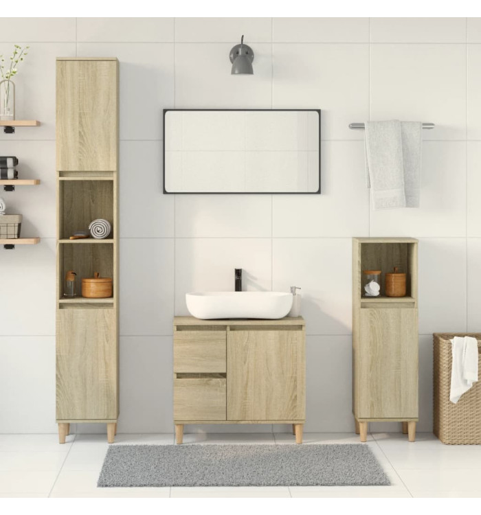 Ensemble de meubles de salle de bain 3 pcs chêne sonoma | Mobilier & Déco