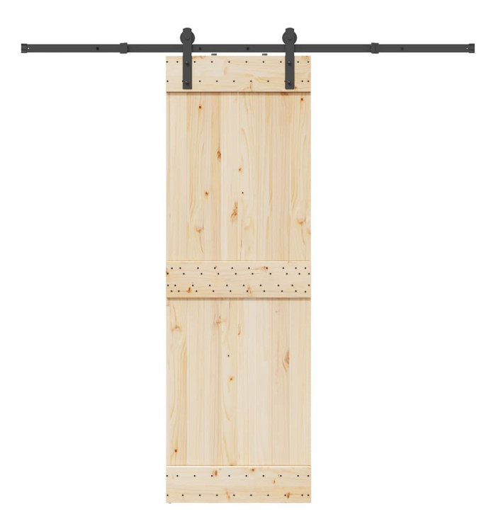 Kit de quincaillerie de porte coulissante 213,5 cm acier noir | Mobilier & Déco
