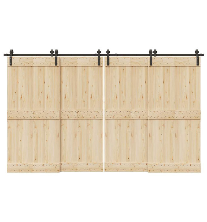 Kit de quincaillerie de porte coulissante 366 cm acier noir | Mobilier & Déco