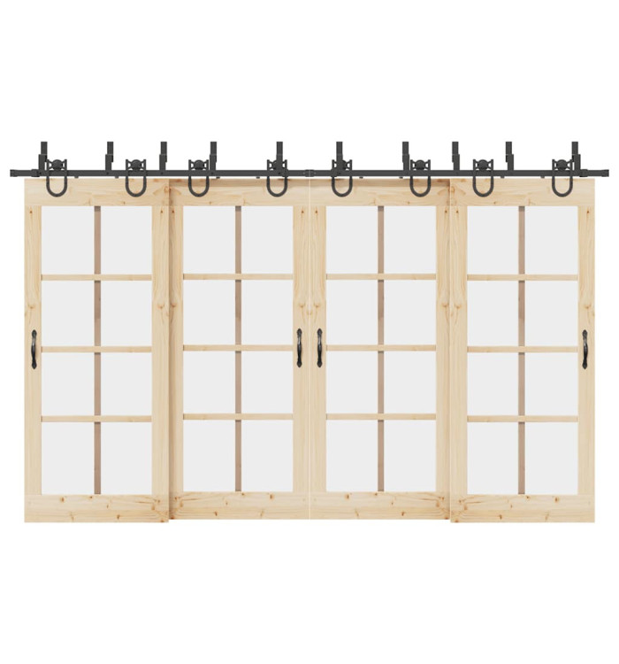 Kit de quincaillerie de porte coulissante 366 cm acier noir | Mobilier & Déco