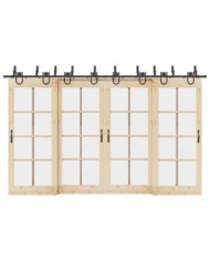 Kit de quincaillerie de porte coulissante 366 cm acier noir | Mobilier & Déco