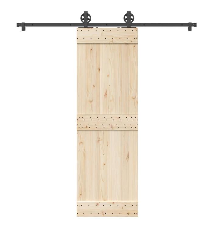 Kit de quincaillerie de porte coulissante 200 cm Acier Noir | Mobilier & Déco
