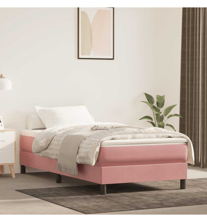 Matelas de lit à ressorts ensachés rose 90x220x20 cm velours | Mobilier & Déco