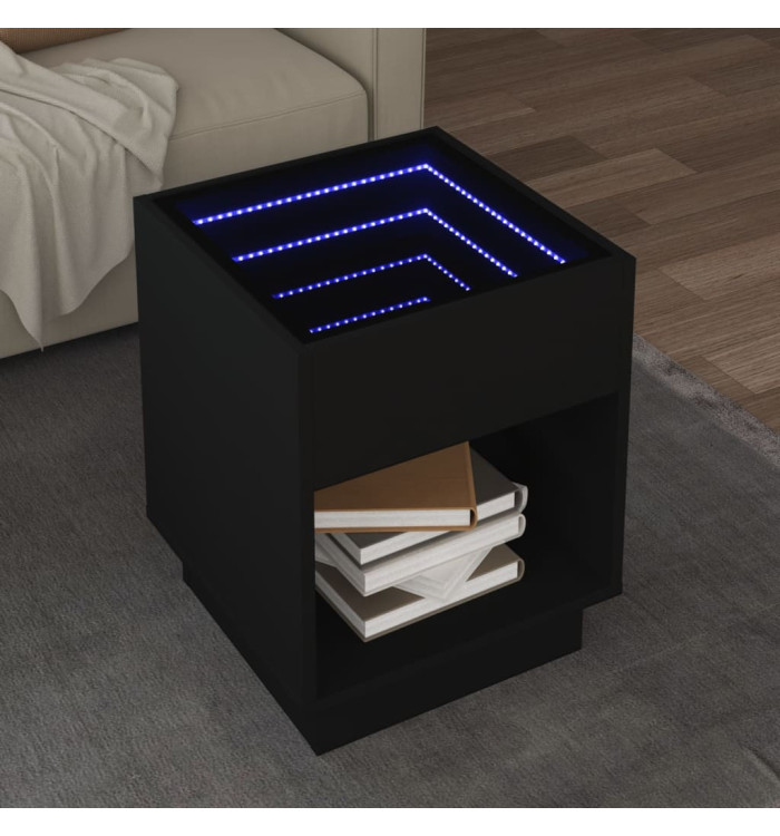 Table basse avec LED infini noir 40x40x50 cm | Mobilier & Déco