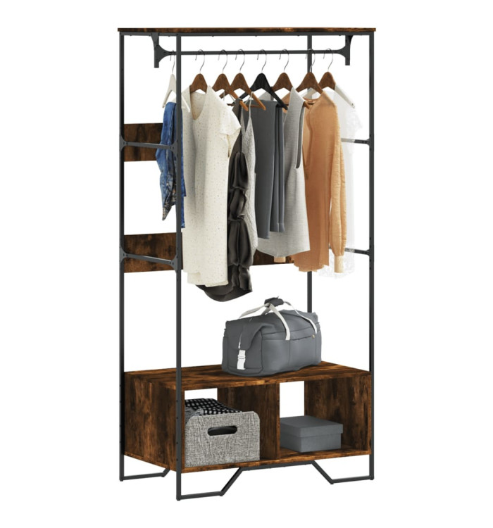 Armoire chêne fumé 90x50x180 cm bois d'ingénierie | Mobilier & Déco