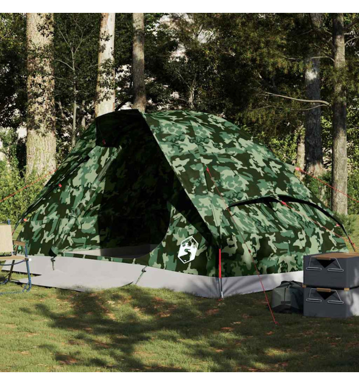 Tente de camping à dôme 4 personnes camouflage imperméable | Mobilier & Déco