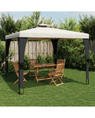 Tonnelle à double toit crème 2,98x2,98 m acier | Mobilier & Déco
