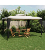 Tonnelle à double toit crème 3,98x2,98 m acier | Mobilier & Déco