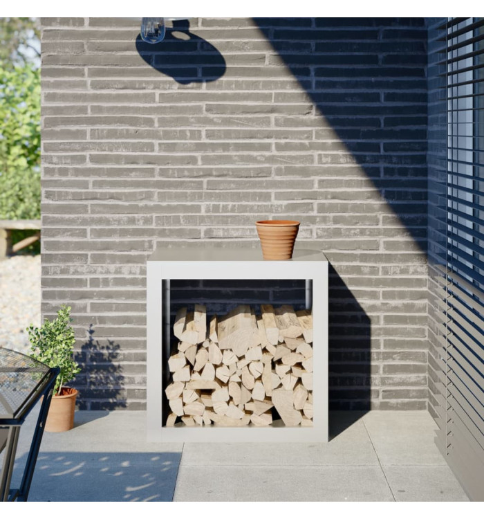 Portant de bois de chauffage blanc 60x40x60 cm acier | Mobilier & Déco