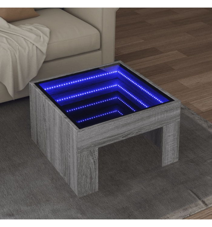 Table basse avec LED infini sonoma gris 50x50x30 cm | Mobilier & Déco