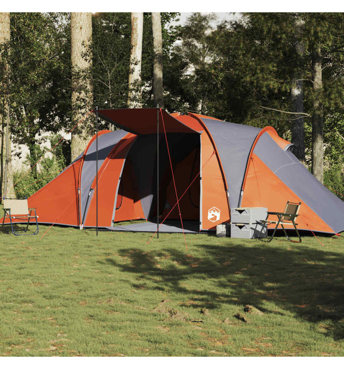 Tente familiale à dôme 6 personnes gris et orange imperméable | Mobilier & Déco