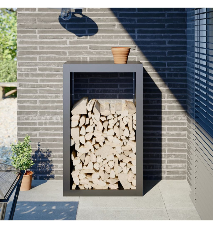 Portant de bois de chauffage anthracite 60x40x100 cm acier | Mobilier & Déco