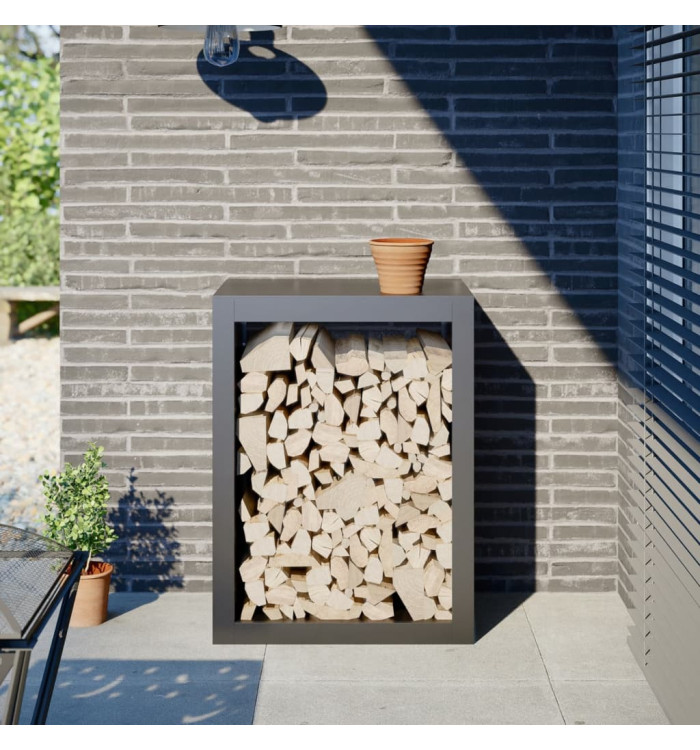 Portant de bois de chauffage anthracite 60x40x80 cm acier | Mobilier & Déco