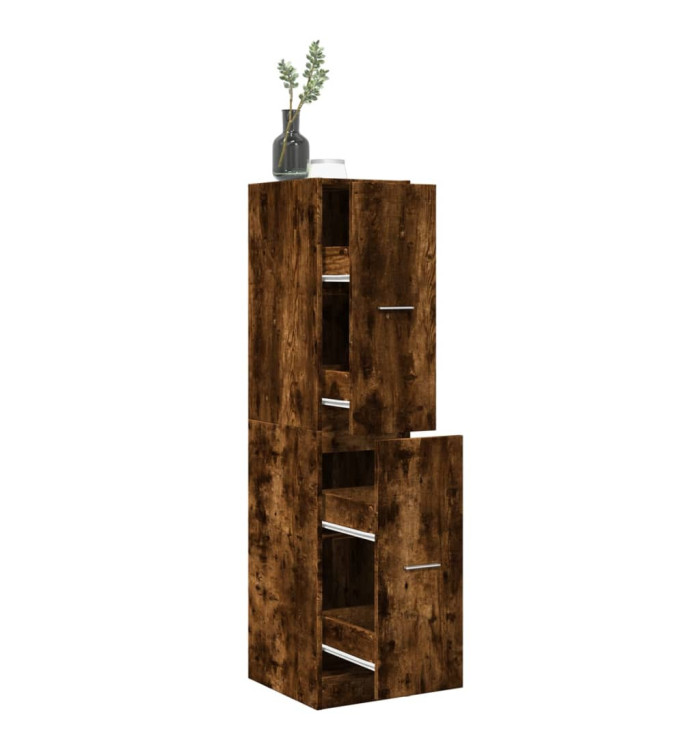 Armoire d'apothicaire chêne fumé 30x41x144,5 cm bois ingénierie | Mobilier & Déco
