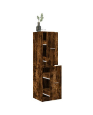 Armoire d'apothicaire chêne fumé 30x41x144,5 cm bois ingénierie | Mobilier & Déco