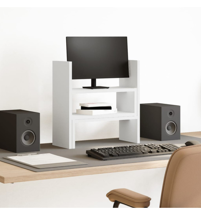 Organisateur de bureau réglable blanc bois d'ingénierie | Mobilier & Déco