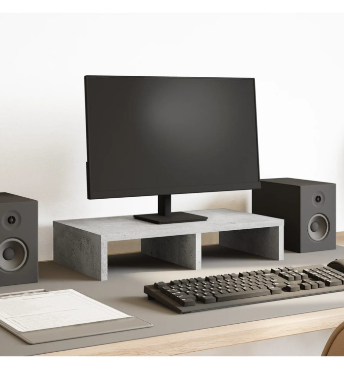 Support de moniteur gris béton 50x27x10 cm bois d'ingénierie | Mobilier & Déco