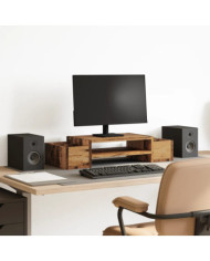 Support de moniteur avec rangement vieux bois bois d'ingénierie | Mobilier & Déco