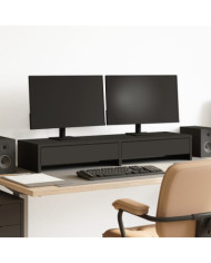 Support de moniteur avec tiroirs noir bois d'ingénierie | Mobilier & Déco