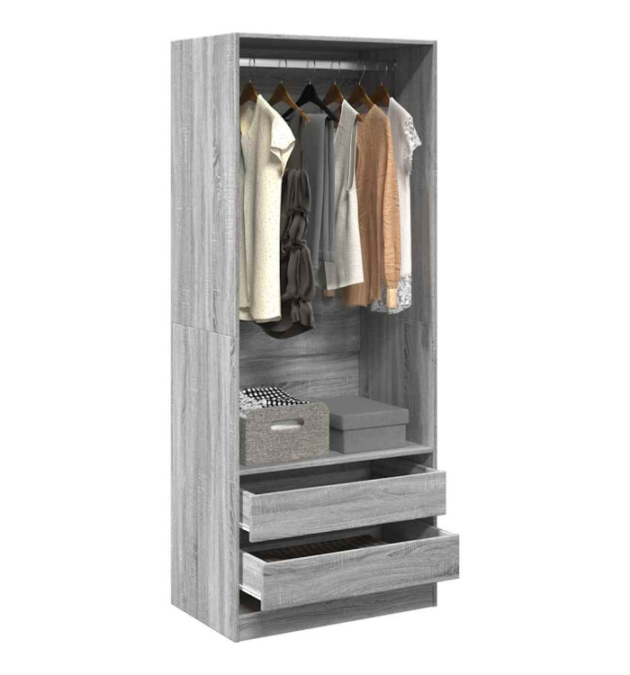 Garde-robe sonoma gris 80x50x200 cm bois d'ingénierie | Mobilier & Déco