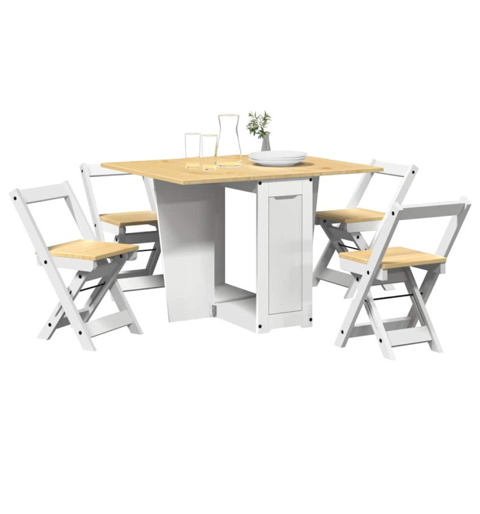 Ensemble à manger papillon 5 pcs Corona pliable blanc bois pin | Mobilier & Déco