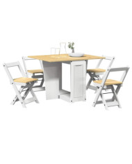 Ensemble à manger papillon 5 pcs Corona pliable blanc bois pin | Mobilier & Déco