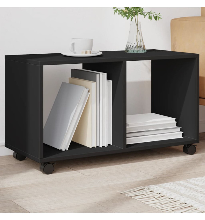 Armoire à roulettes noir 72x33x42,5 cm bois d'ingénierie | Mobilier & Déco