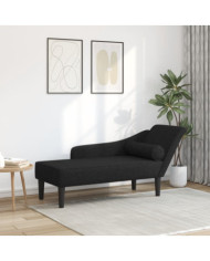 Chaise longue avec coussins noir tissu | Mobilier & Déco