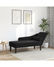 Chaise longue avec coussins noir velours | Mobilier & Déco