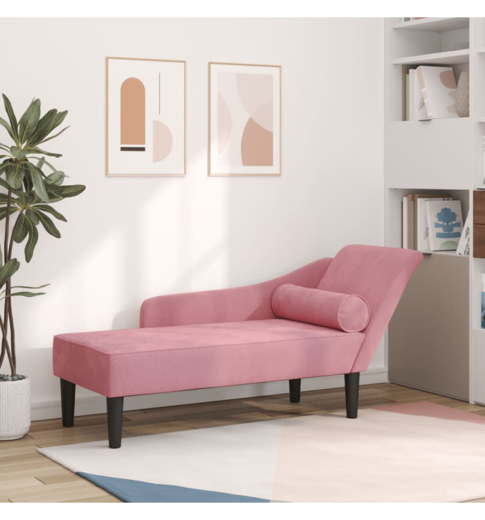 Chaise longue avec coussins rose velours | Mobilier & Déco