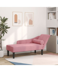 Chaise longue avec coussins rose velours | Mobilier & Déco