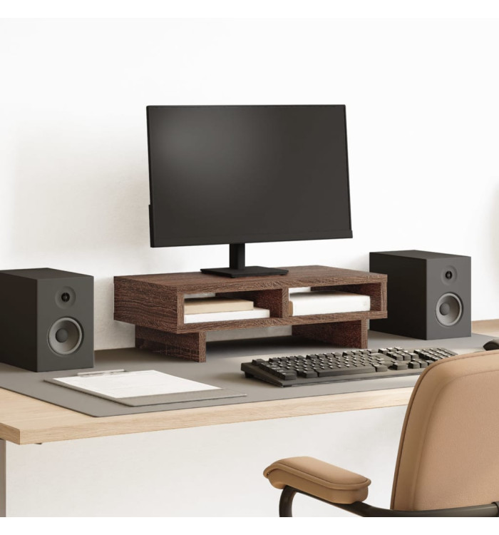 Support de moniteur chêne marron 50x27x15 cm bois d'ingénierie | Mobilier & Déco