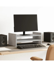 Support de moniteur gris béton 50x27x20 cm bois d'ingénierie | Mobilier & Déco
