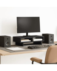 Support de moniteur noir 50x27x15 cm bois d'ingénierie | Mobilier & Déco