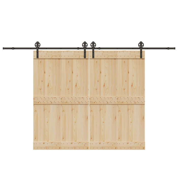 Kit de quincaillerie de porte coulissante 366 cm acier noir | Mobilier & Déco
