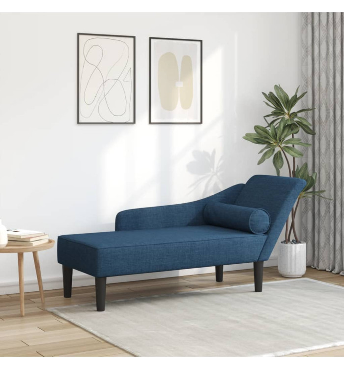 Chaise longue avec coussins bleu tissu | Mobilier & Déco