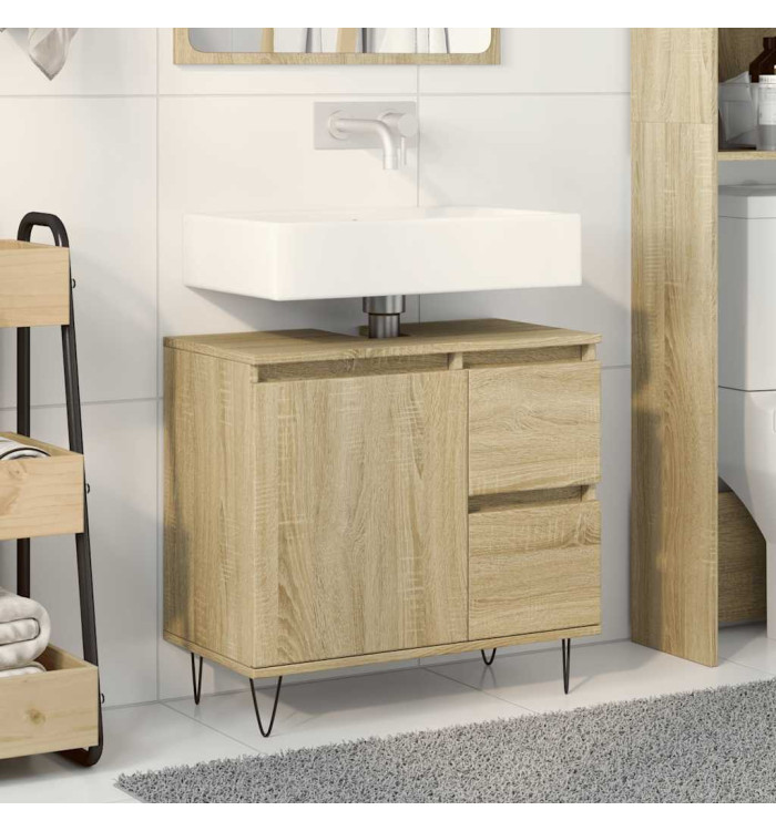 Armoire salle de bain chêne sonoma 65x33x60 cm | Mobilier & Déco